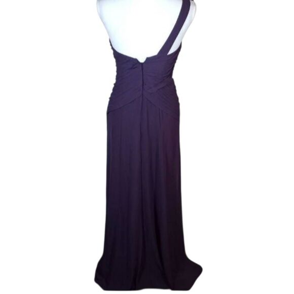 DAVID'S BRIDAL PURPLE CHIFFON ONE SHOULDER GOWN SZ.2 EUC. - Picture 6 of 7